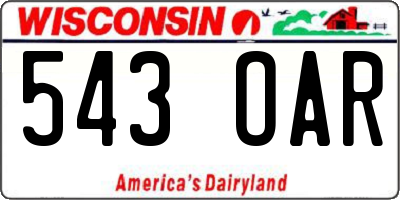 WI license plate 543OAR