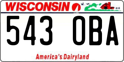 WI license plate 543OBA
