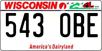 WI license plate 543OBE