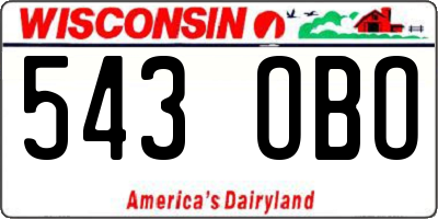 WI license plate 543OBO