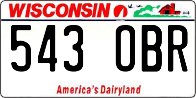 WI license plate 543OBR