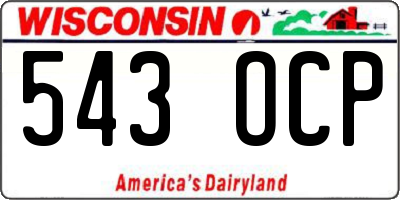 WI license plate 543OCP