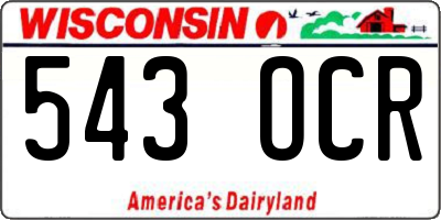 WI license plate 543OCR