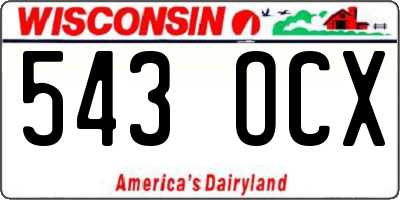 WI license plate 543OCX