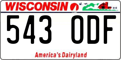 WI license plate 543ODF