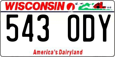 WI license plate 543ODY