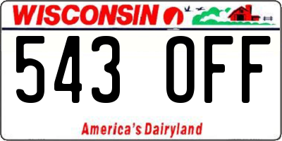 WI license plate 543OFF