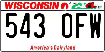 WI license plate 543OFW