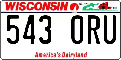 WI license plate 543ORU