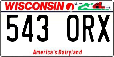 WI license plate 543ORX