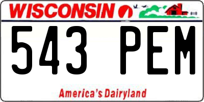 WI license plate 543PEM