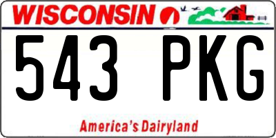 WI license plate 543PKG