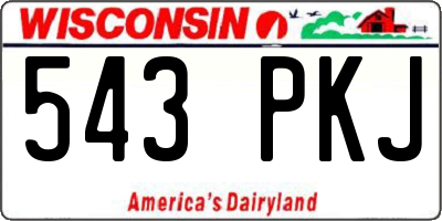 WI license plate 543PKJ