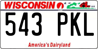 WI license plate 543PKL