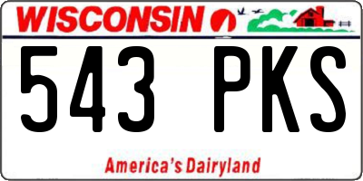 WI license plate 543PKS