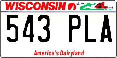 WI license plate 543PLA