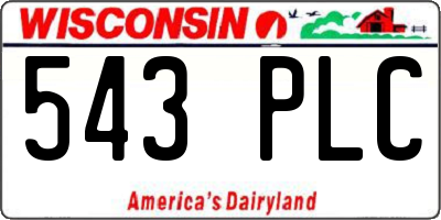 WI license plate 543PLC