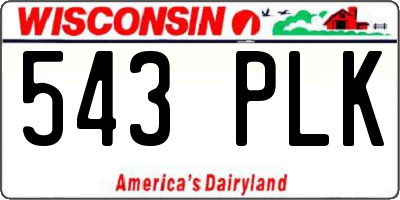 WI license plate 543PLK