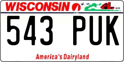 WI license plate 543PUK