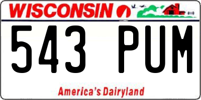 WI license plate 543PUM