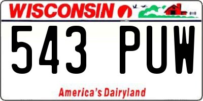 WI license plate 543PUW