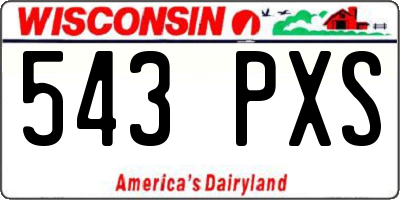 WI license plate 543PXS