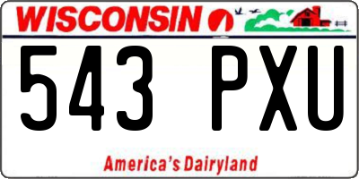 WI license plate 543PXU
