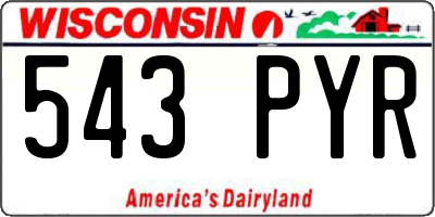 WI license plate 543PYR