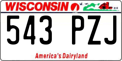 WI license plate 543PZJ