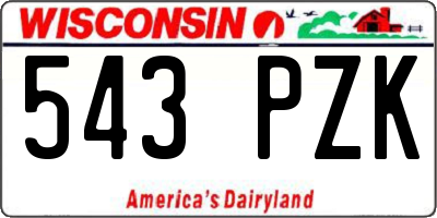 WI license plate 543PZK