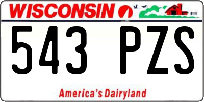 WI license plate 543PZS