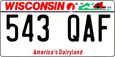WI license plate 543QAF