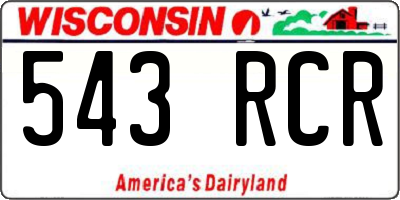 WI license plate 543RCR