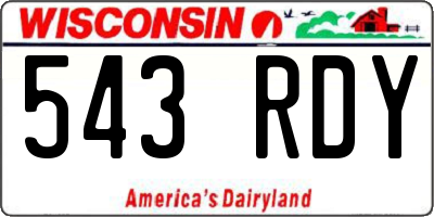 WI license plate 543RDY