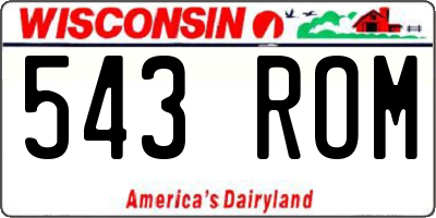 WI license plate 543ROM