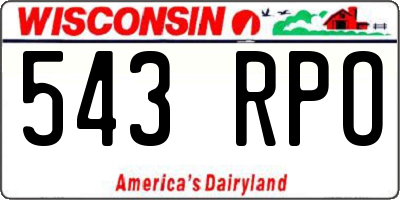 WI license plate 543RPO