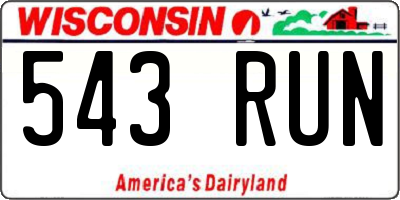 WI license plate 543RUN