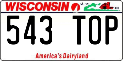 WI license plate 543TOP