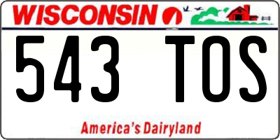 WI license plate 543TOS