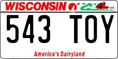 WI license plate 543TOY