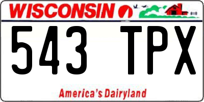 WI license plate 543TPX
