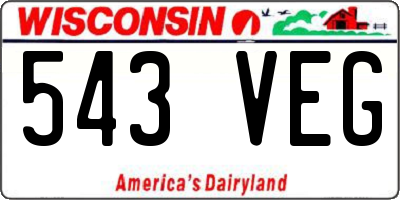 WI license plate 543VEG