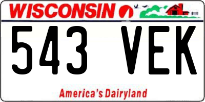 WI license plate 543VEK