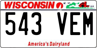 WI license plate 543VEM