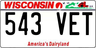 WI license plate 543VET