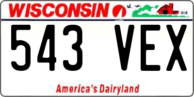 WI license plate 543VEX