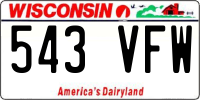 WI license plate 543VFW