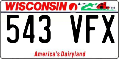 WI license plate 543VFX