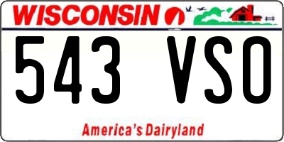 WI license plate 543VSO