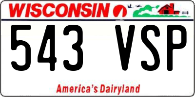 WI license plate 543VSP